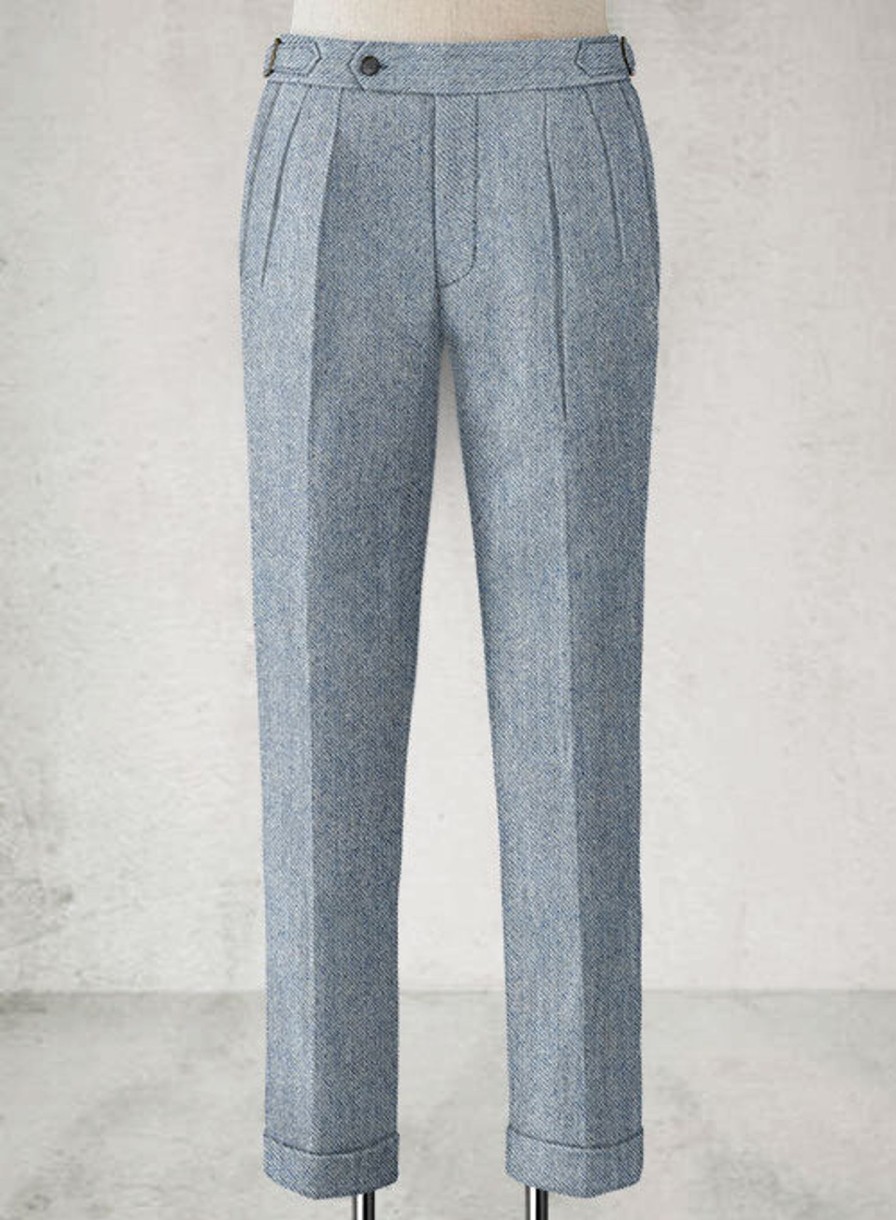 Pants StudioSuits  | Light Blue Denim Highland Tweed Trousers